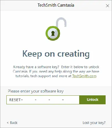 Reset Camtasia Trial Period
