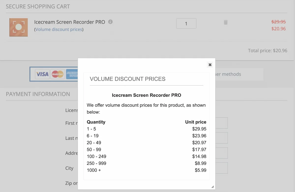 Icecream Screen Recorder Pro Volume Discount