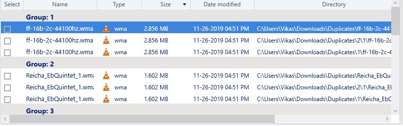 how to check WMA Duplicate files