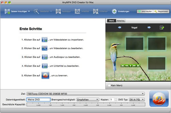AnyMP4 DVD Creator für Mac Screenshot