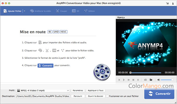 AnyMP4 Convertisseur Vidéo pour Mac Screenshot