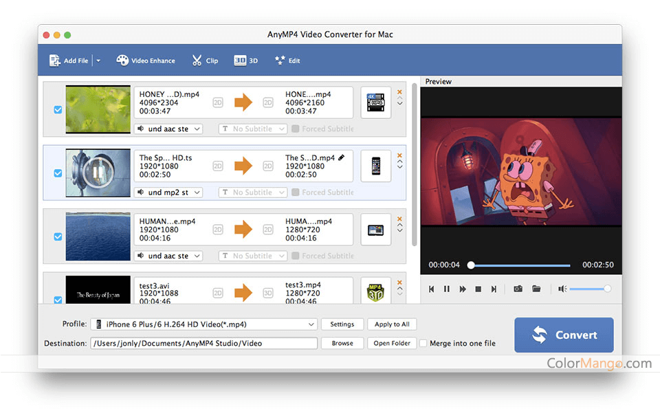 AnyMP4 Video Converter for Mac Screenshot