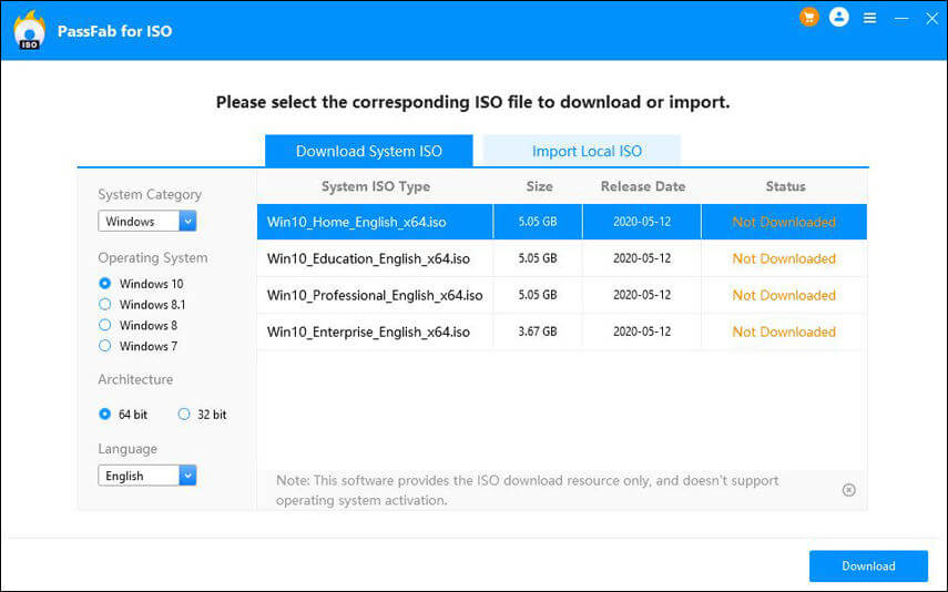 PassFab for ISO Screenshot