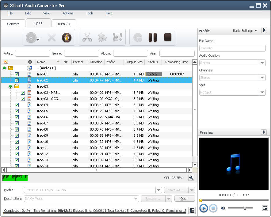Xilisoft Audio Converter Pro Screenshot