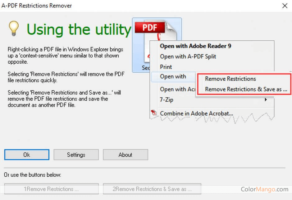 A-PDF Restrictions Remover Screenshot