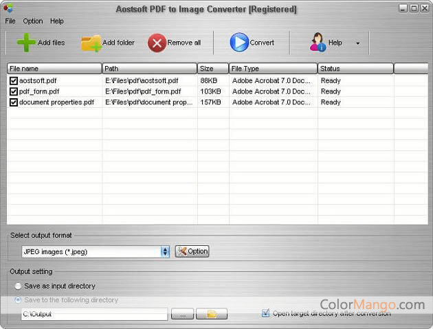 Aostsoft PDF to Image Converter Screenshot