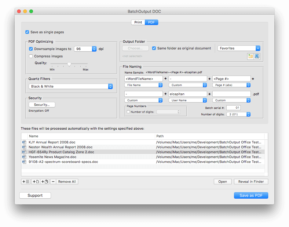 BatchOutput Office Suite Screenshot