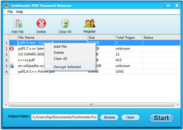 Coolmuster PDF Password Remover Screenshot