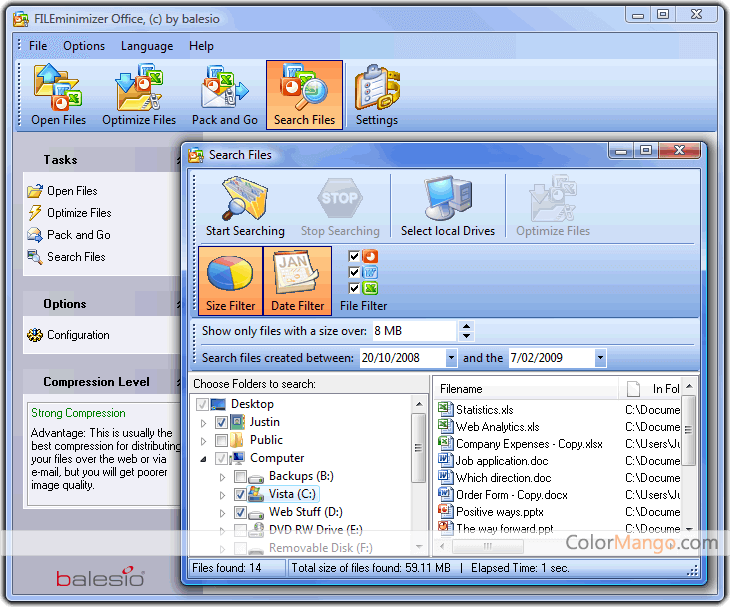 FILEminimizer Office Screenshot