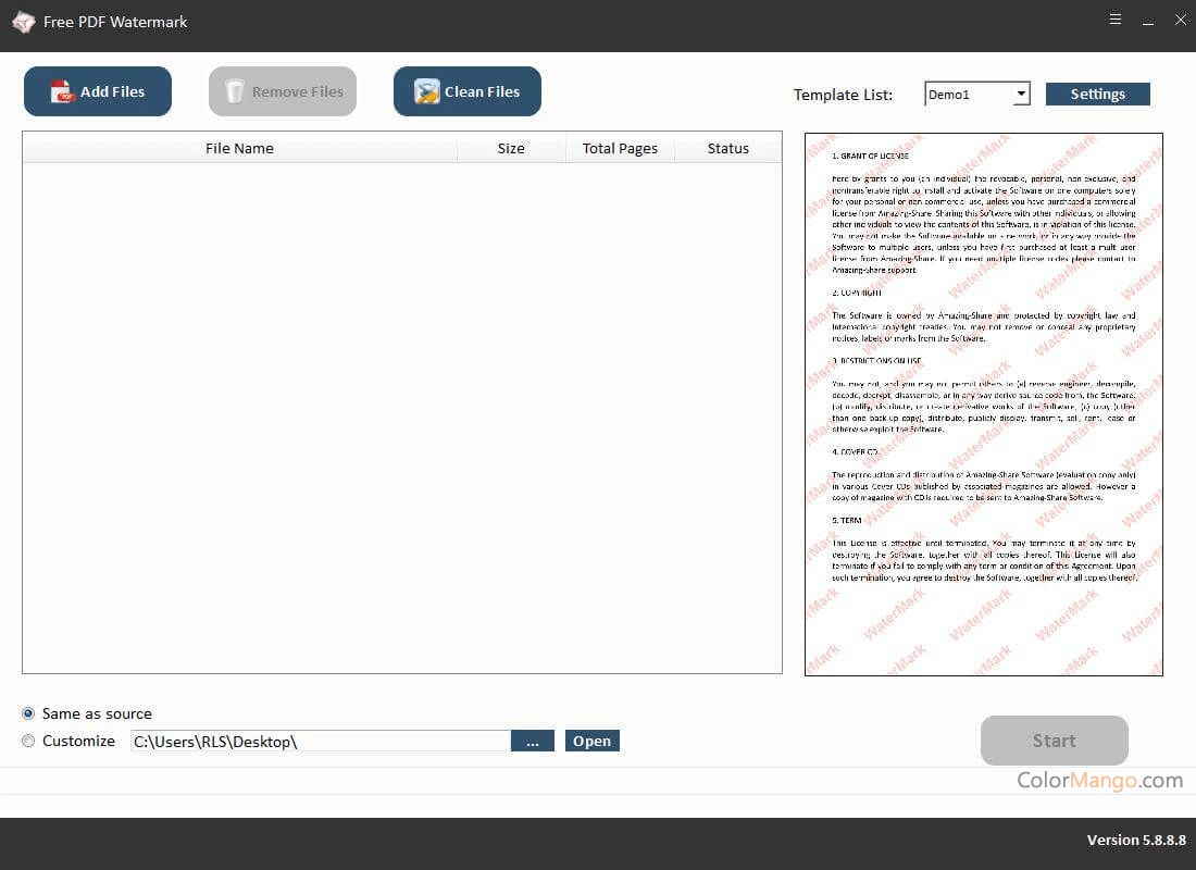 iLike PDF Watermark Pro Screenshot