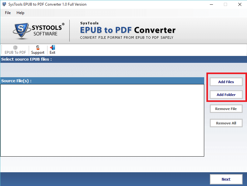 SysTools EPUB to PDF Converter Screenshot