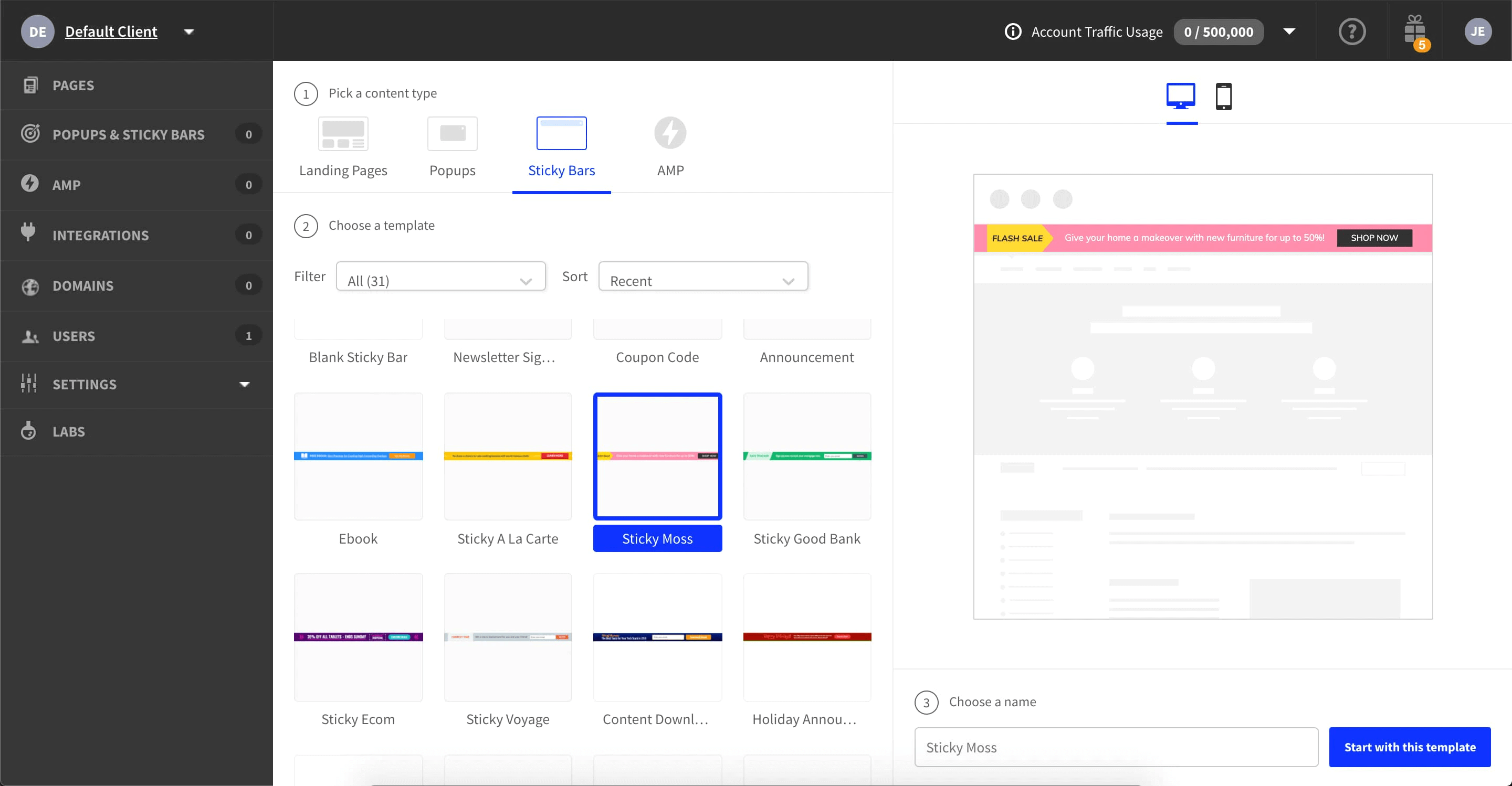 Unbounce Screenshot