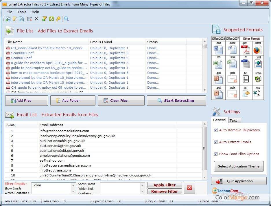 Email Extractor Files Screenshot