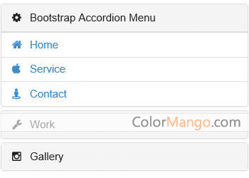 Bootstrap Accordion Menu Screenshot