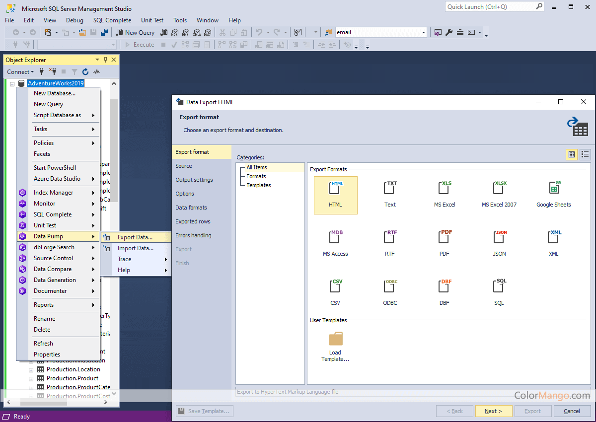 dbForge Data Pump for SQL Server Screenshot