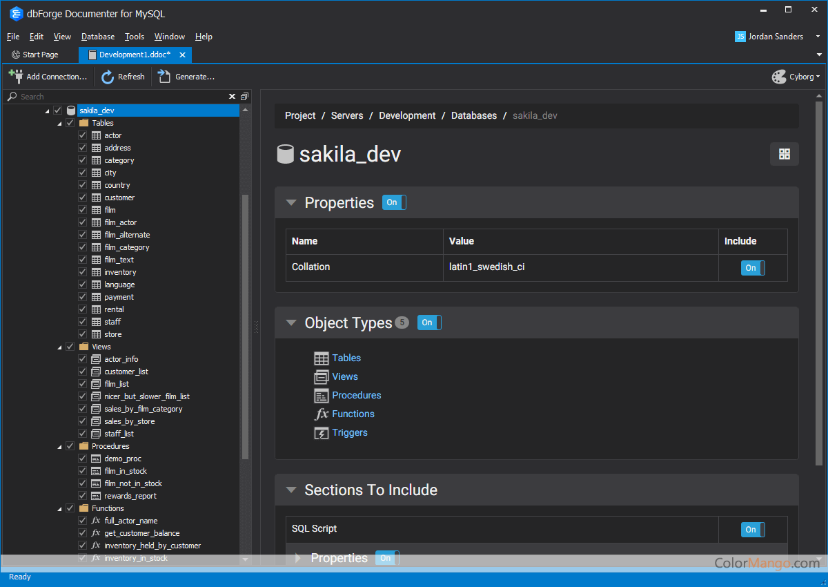 dbForge Documenter for MySQL Screenshot