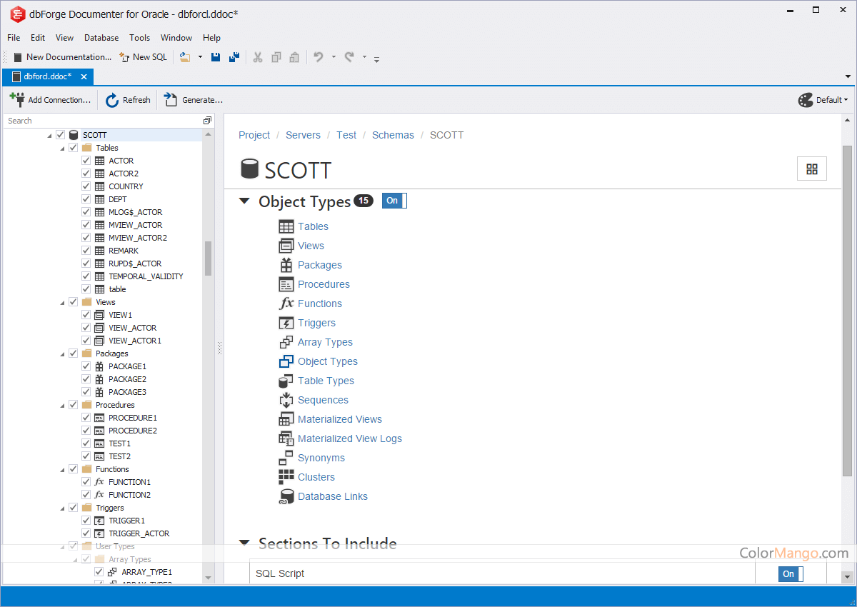 dbForge Documenter for Oracle Screenshot