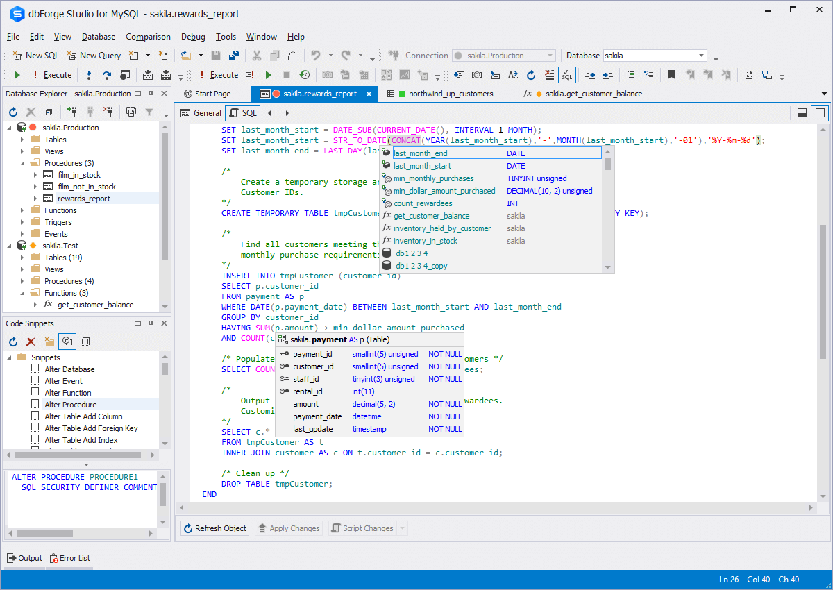 dbForge Studio for MySQL Screenshot