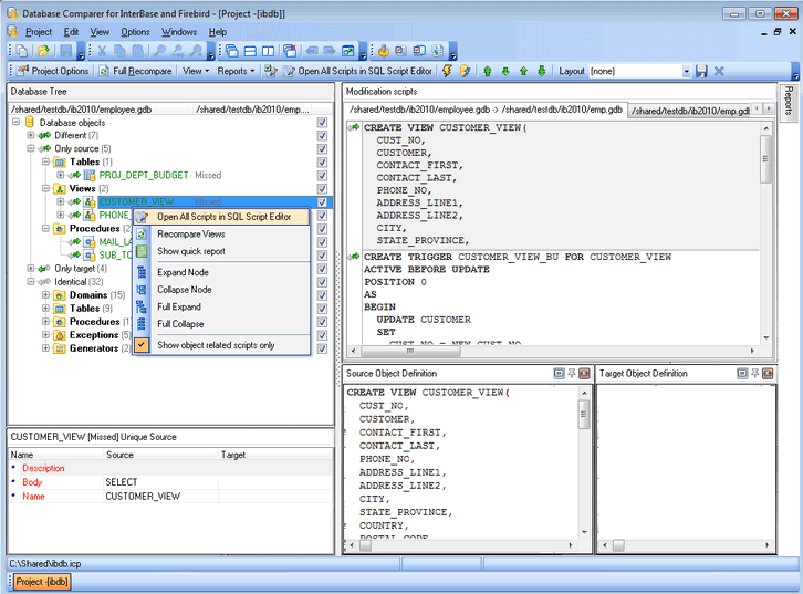 EMS DB Comparer for InterBase/Firebird Screenshot