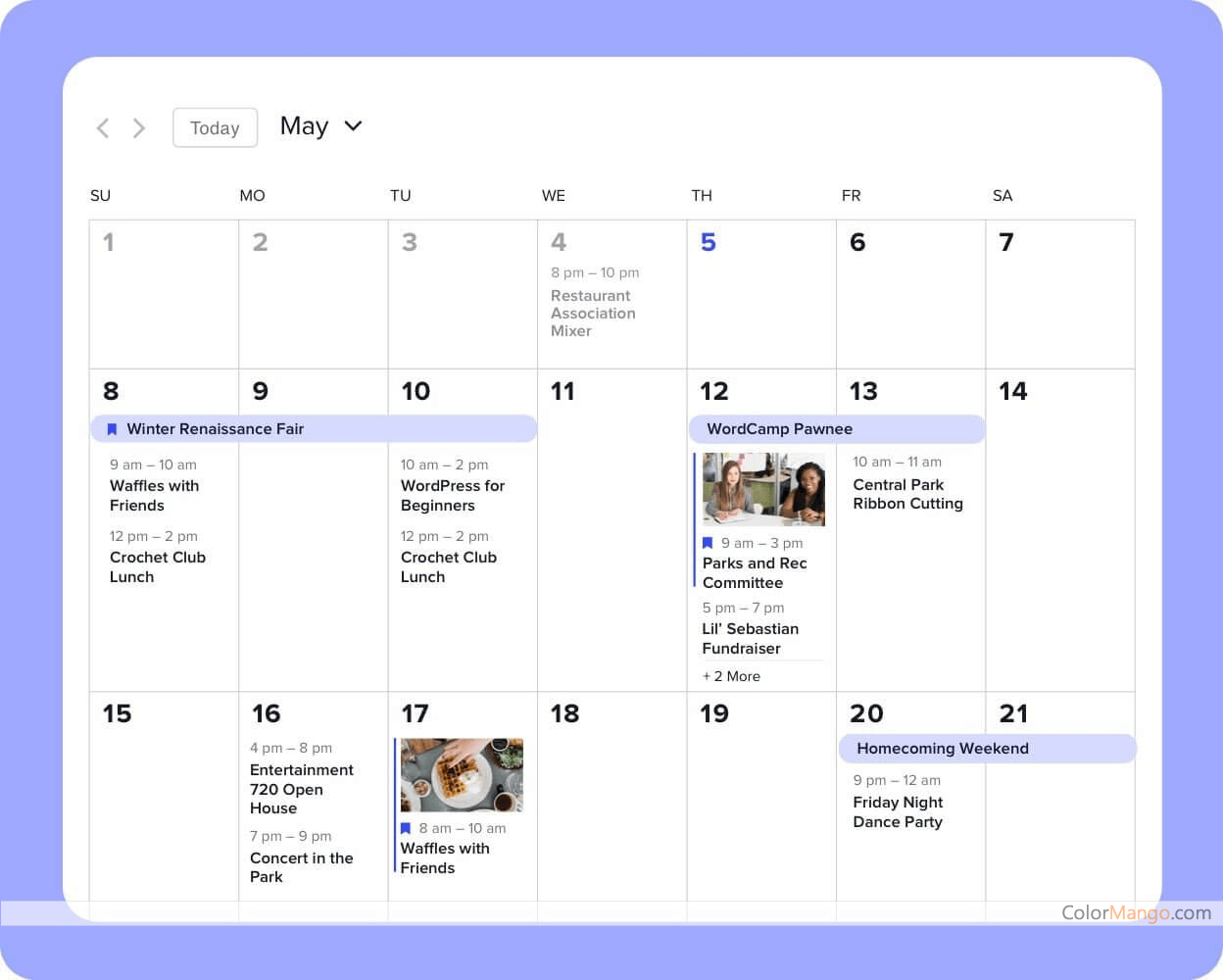 The Events Calendar Screenshot