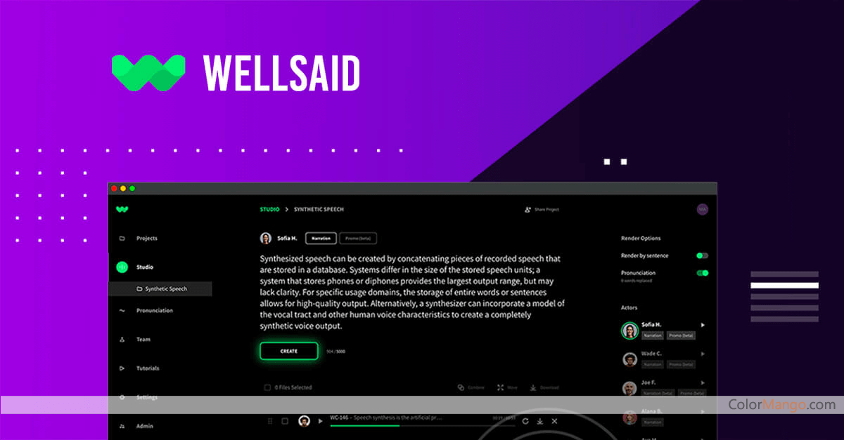 WellSaid Labs Screenshot