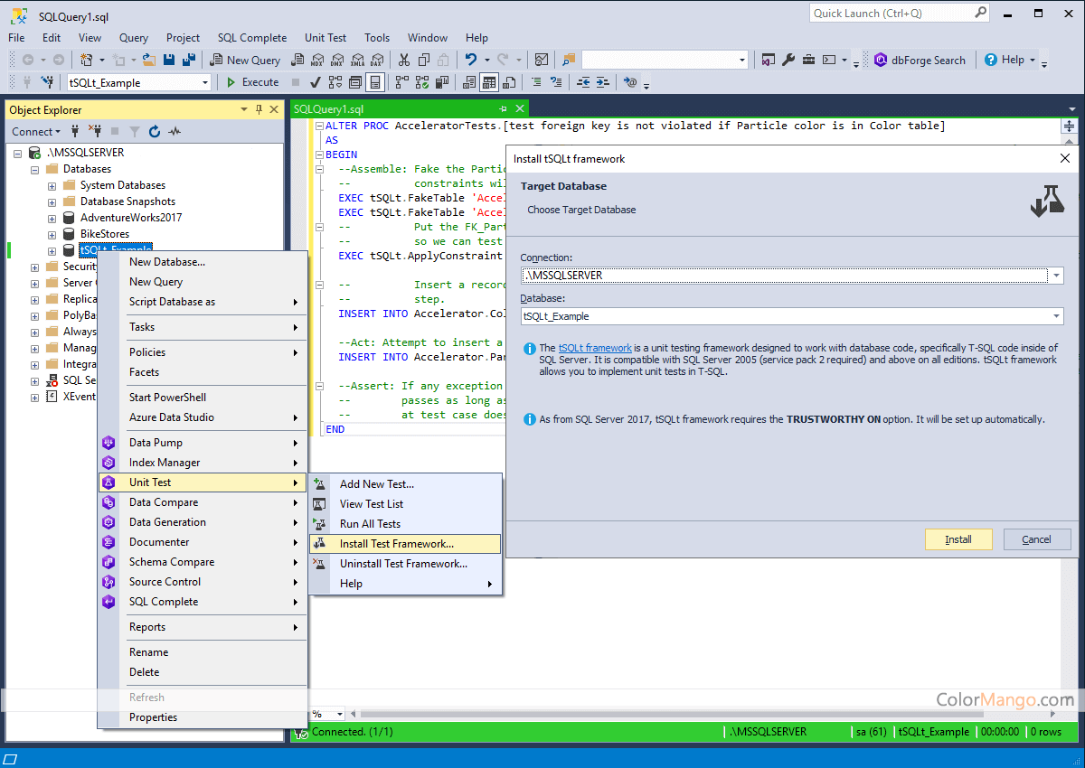 dbForge Unit Test for SQL Server Screenshot