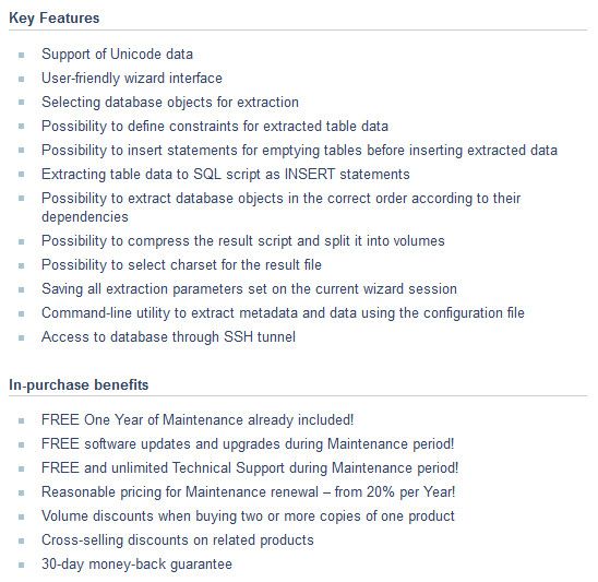 EMS DB Extract for InterBase/Firebird Feature