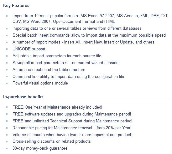 EMS Data Import for SQL Server Feature