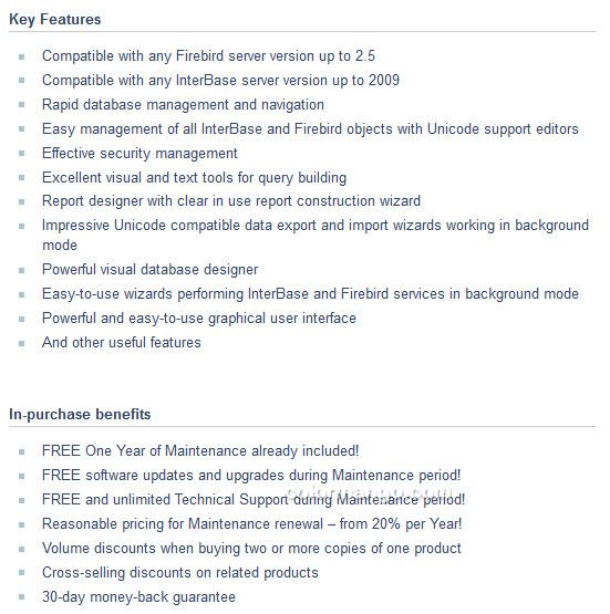 EMS SQL Manager for InterBase/Firebird Feature