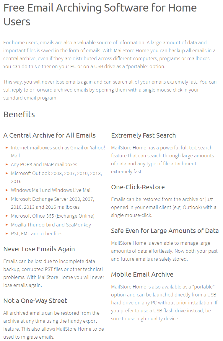MailStore Home Official Download Freeware