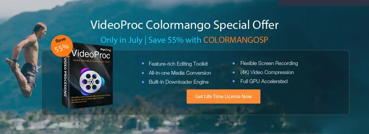 Colormango 55% off VideoProc