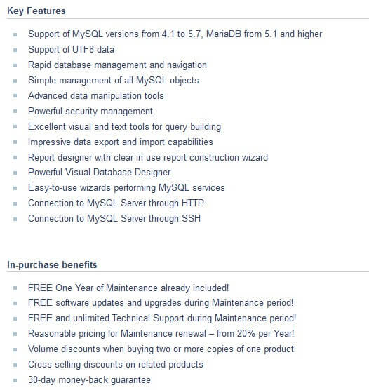 EMS SQL Manager for MySQL Feature