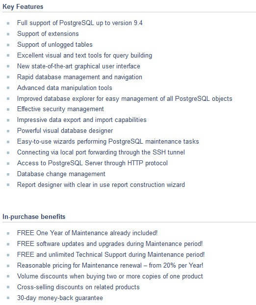 EMS SQL Manager for PostgreSQL Feature