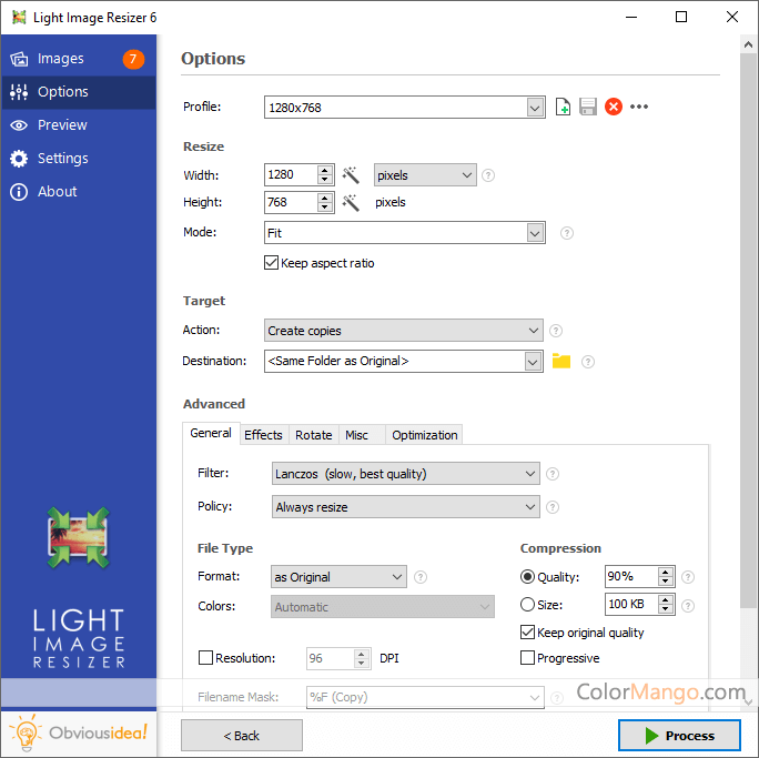 light size image resizer