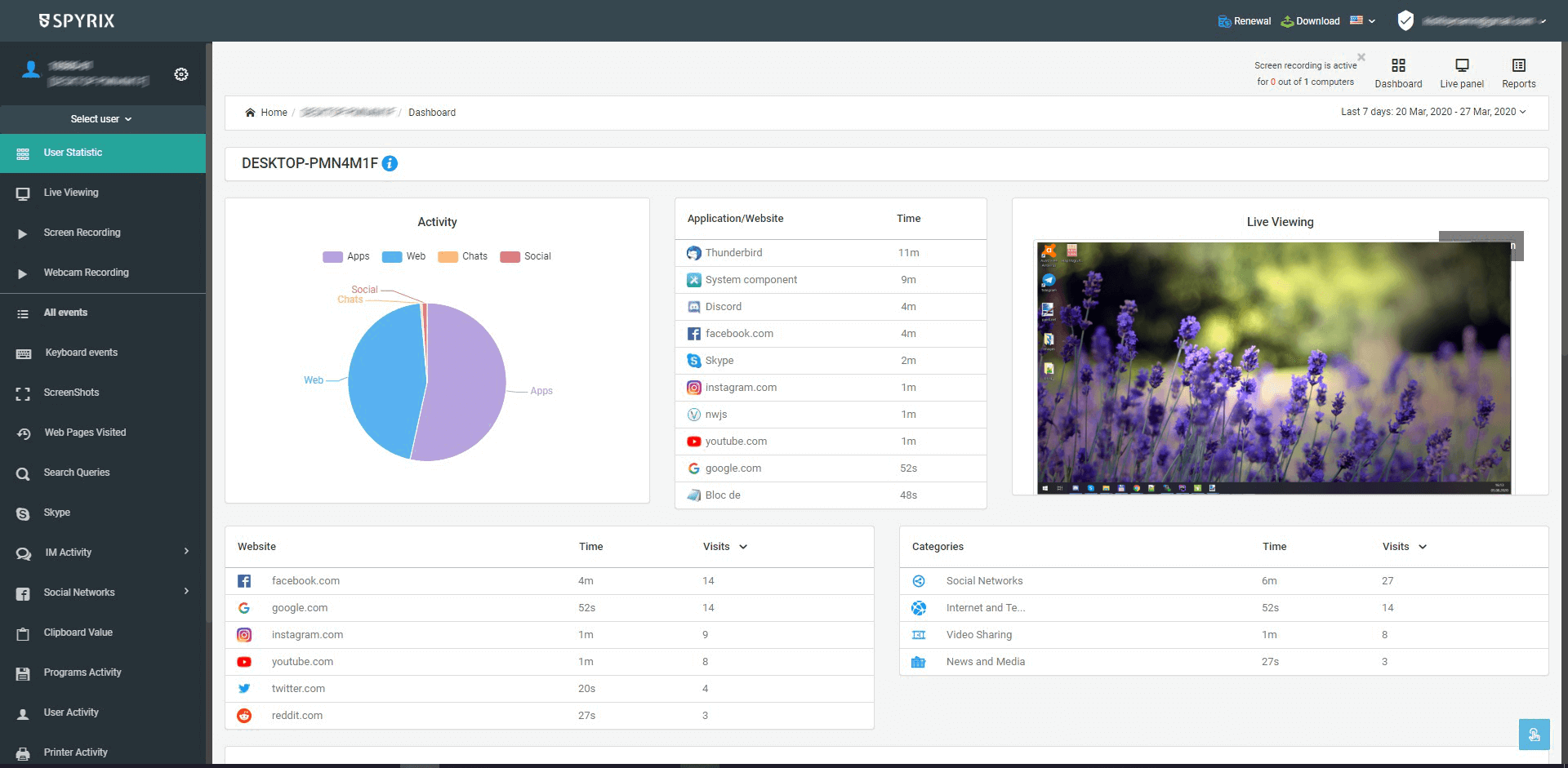Spyrix Personal Monitor Screenshot