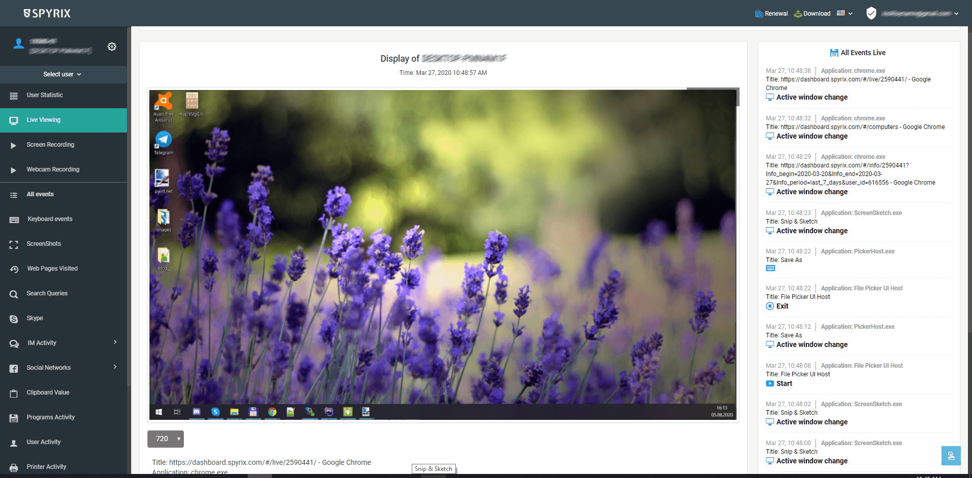 Spyrix Personal Monitor Screenshot