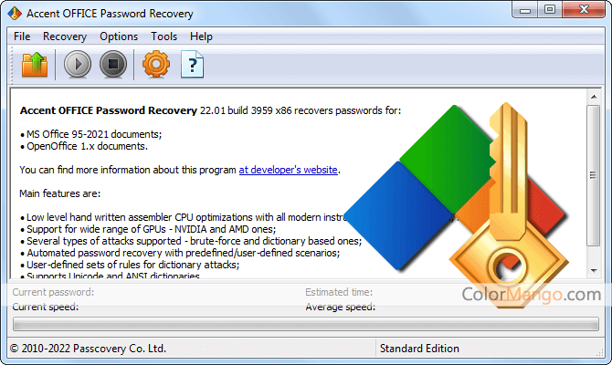 Accent OFFICE Password Recovery Screenshot