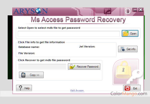 Aryson Access Password Recovery Screenshot