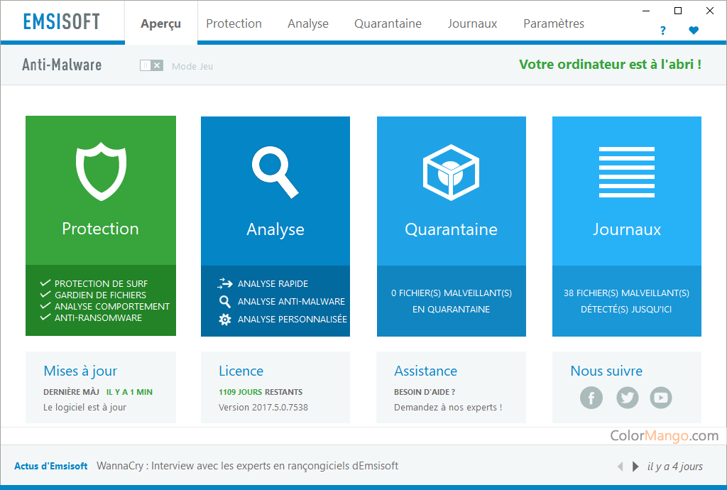 Emsisoft Enterprise Security Screenshot