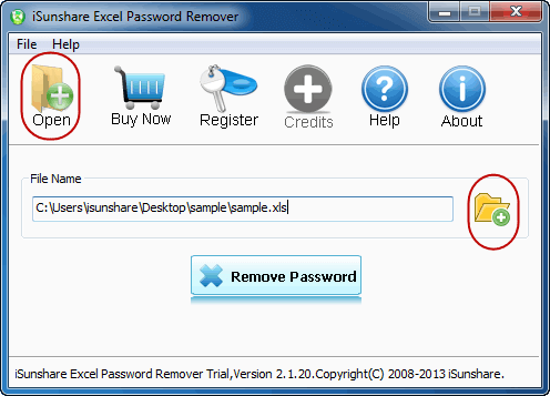 iSunshare Excel Password Remover Screenshot