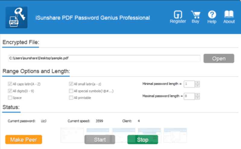 iSunshare PDF Password Genius Screenshot