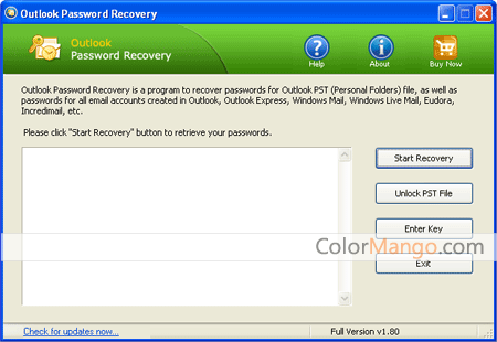 Outlook Password Recovery Screenshot