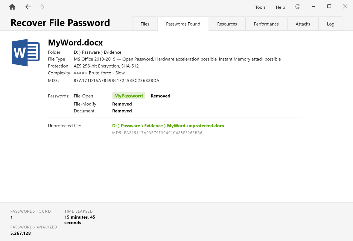 Passware Word Key Screenshot
