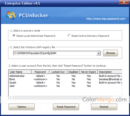 PCUnlocker Screenshot