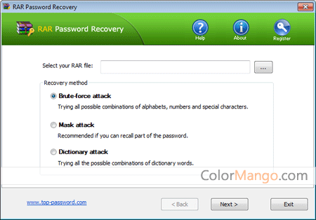 RAR Password Recovery Screenshot
