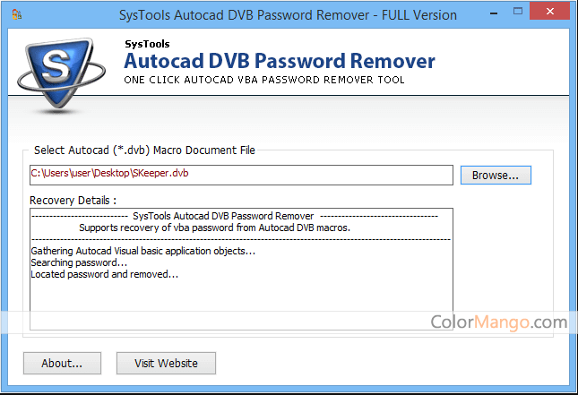 SysTools Autocad DVB Password Remover Screenshot