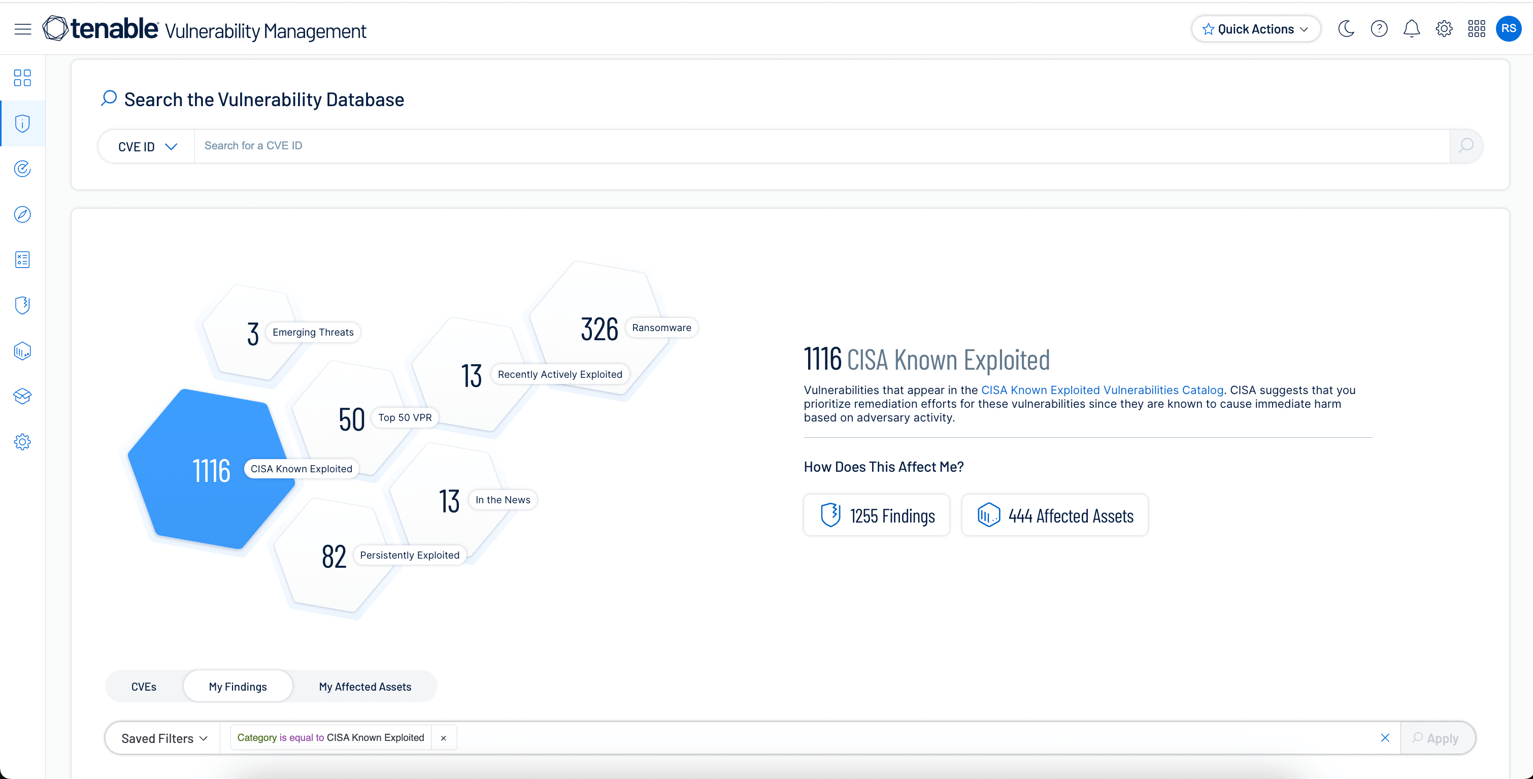 Tenable Vulnerability Management Screenshot