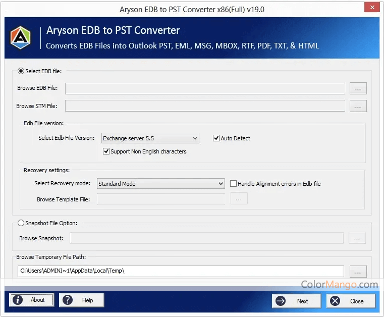 Aryson EDB to PST Converter Screenshot