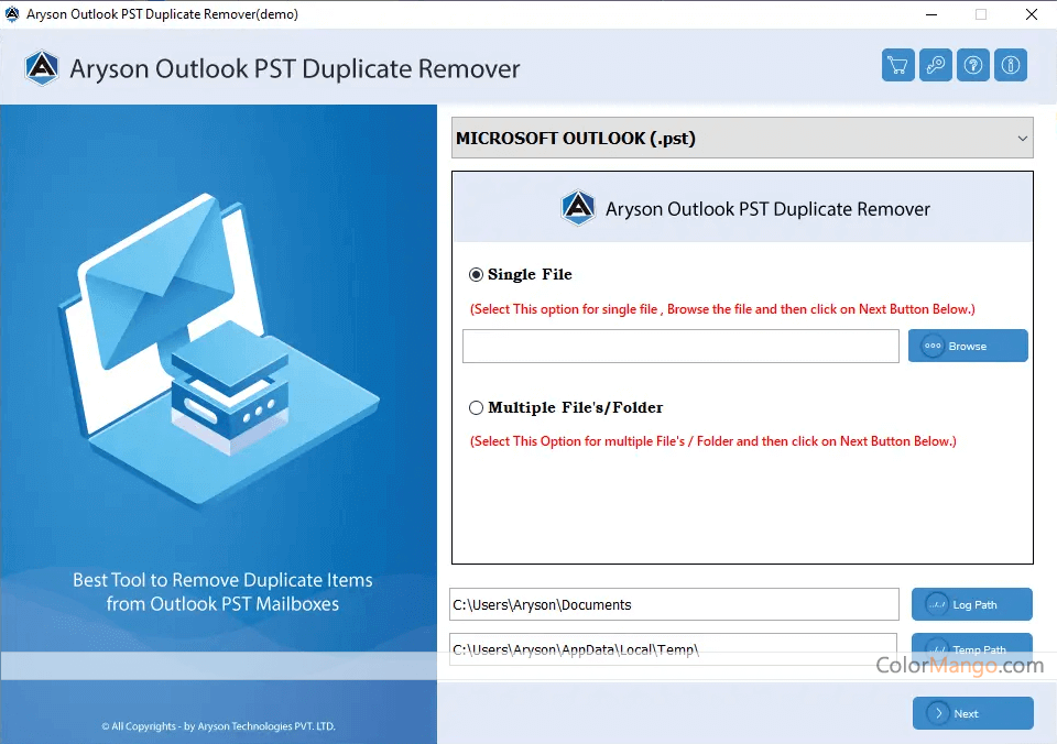 Aryson Outlook Duplicate Remover Screenshot