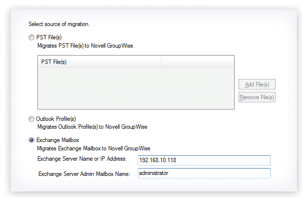 Kernel for Exchange to GroupWise Screenshot